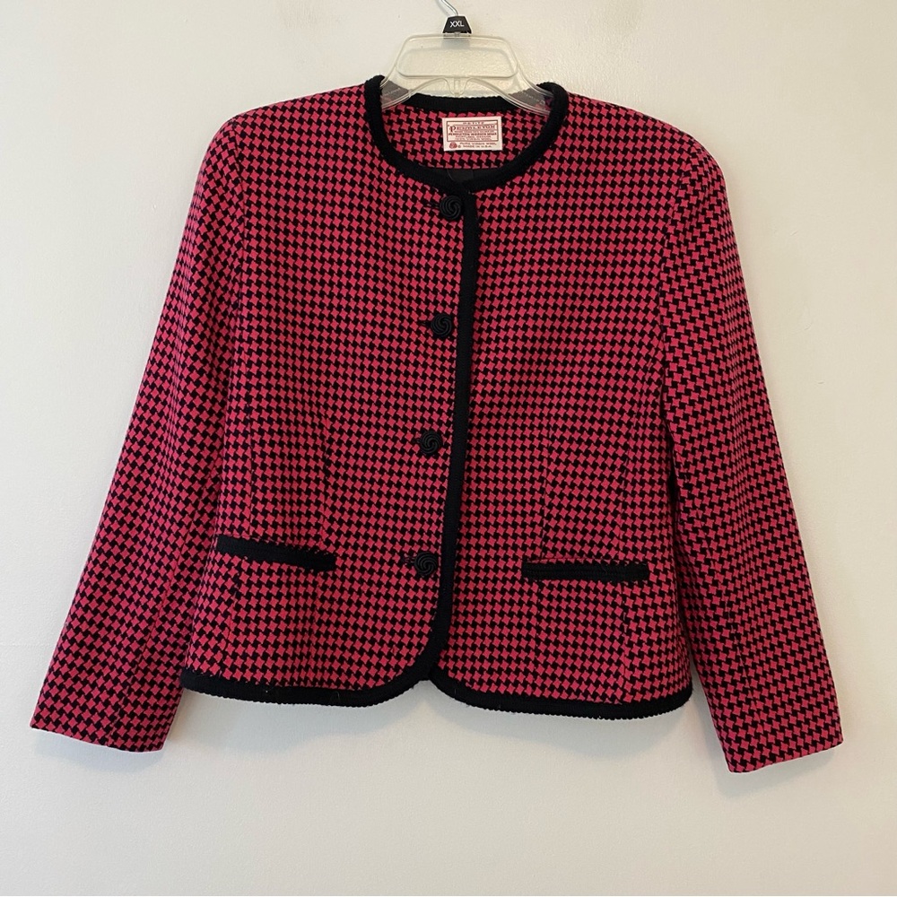 Pendleton Petite Jacket Pink Black Houndstooth 10… - image 1